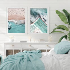 Jade Green Sea Beach Scenes Wall Art Modern Seascape Pictures For Home Office Decor