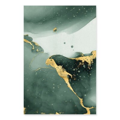 Liquid Golden Green Marble Abstract Wall Art Pictures For Living Room Dining Room Decor