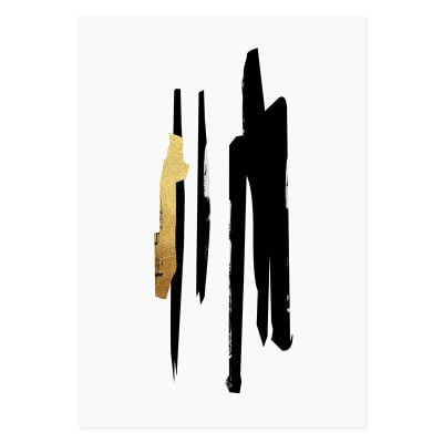 Minimalist Black Golden Paint Daub Wall Art Modern Pictures For Apartment Living Room