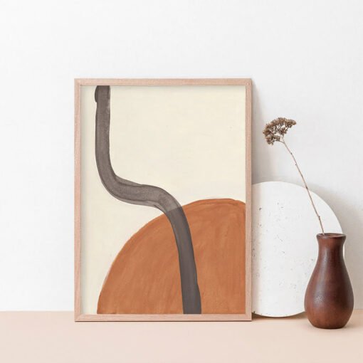 Minimalist Bohemian Terracotta Abstract Wall Art Pictures For Bedroom Living Room Decor