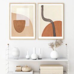 Minimalist Bohemian Terracotta Abstract Wall Art Pictures For Bedroom Living Room Decor