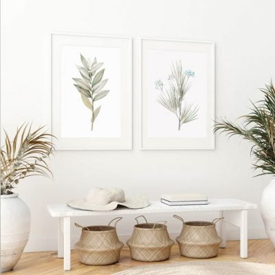 Minimalist Green Leaves Wall Art Modern Botanical Pictures For Living Room Home Decor