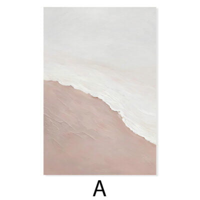 Minimalist Pink Sand Sea Shoreline Wall Art Pictures For Bedroom Living Room Decor