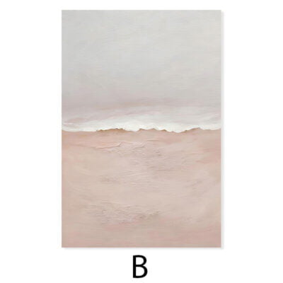 Minimalist Pink Sand Sea Shoreline Wall Art Pictures For Bedroom Living Room Decor