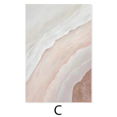 Minimalist Pink Sand Sea Shoreline Wall Art Pictures For Bedroom Living Room Decor