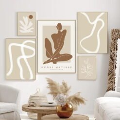 Minimalist Shades Of Beige Abstract Gallery Wall Pictures For Modern Living Room Decor