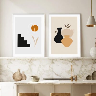 Modern Abstract Bohemian Lifestyle Gallery Wall Art Neutral Colors Decor For Living Room