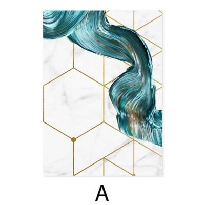 Modern Abstract Geometric Jade Green Flowing Ribbon Wall Art Pictures For Home Office Decor