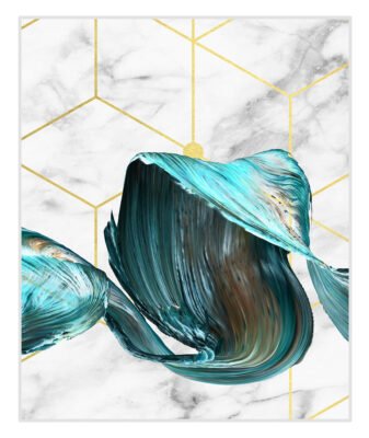 Modern Abstract Geometric Jade Green Flowing Ribbon Wall Art Pictures For Home Office Decor