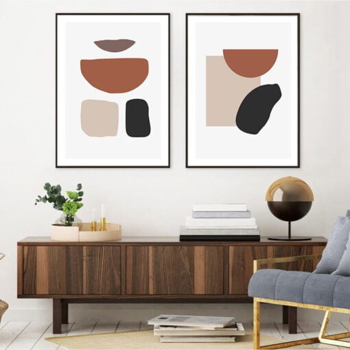 Modern Abstract Minimalist Neutral Colors Wall Art Pictures For Living Room Home Office Decor