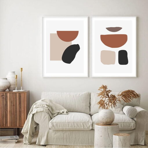 Modern Abstract Minimalist Neutral Colors Wall Art Pictures For Living Room Home Office Decor