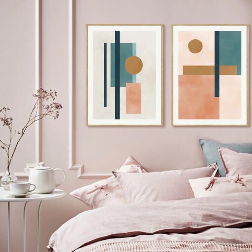 Modern Abstract Neutral Colors Geometric Wall Art For Living Room Dining Room Home Decor