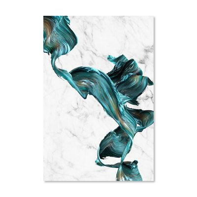 Modern Abstract Ocean Blue Golden Wall Art Fine Art Canvas Prints For Luxury Apartment