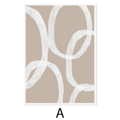 Modern Beige White Brush Minimalist Wall Art Pictures For Bedroom Living Room Decor