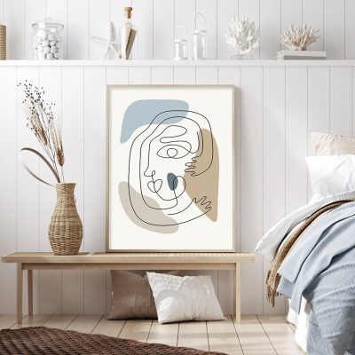 Modern Bohemian Abstract Portrait Wall Art Pictures For Living Room Home Office Decor