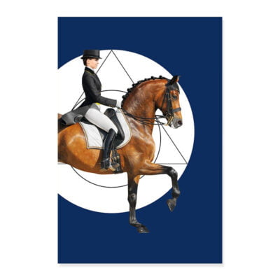 Modern Classic Dressage Wall Art Black Horse & Rider Equine Pictures For Home Office Decor