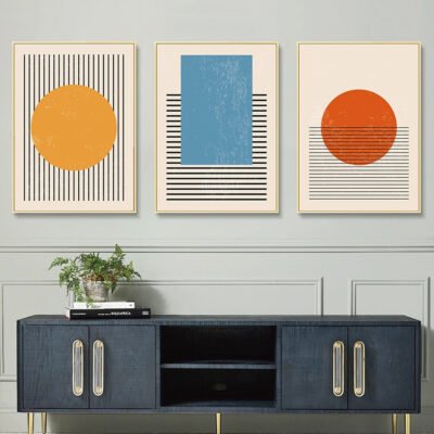 Modern Color Mid Century Abstract Wall Art Fine Art Canvas Prints For Home Office Decor