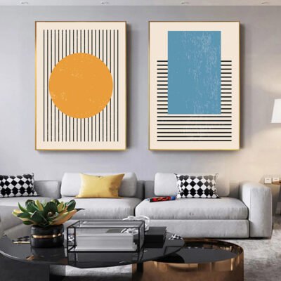 Modern Color Mid Century Abstract Wall Art Fine Art Canvas Prints For Home Office Decor