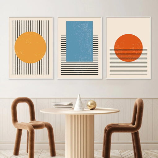 Modern Color Mid Century Abstract Wall Art Fine Art Canvas Prints For Home Office Decor