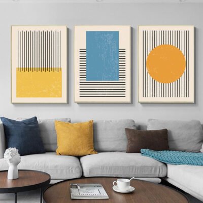 Modern Color Mid Century Abstract Wall Art Fine Art Canvas Prints For Home Office Decor