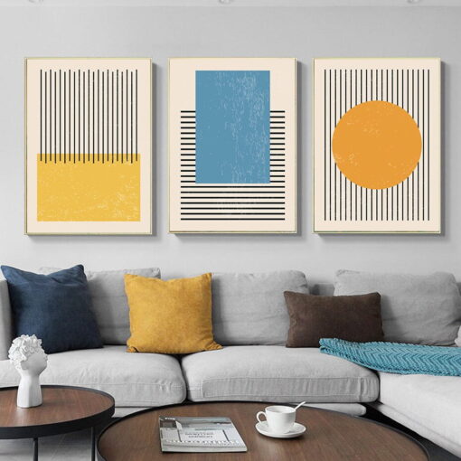 Modern Color Mid Century Abstract Wall Art Fine Art Canvas Prints For Home Office Decor