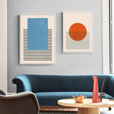 Modern Color Mid Century Abstract Wall Art Fine Art Canvas Prints For Home Office Decor