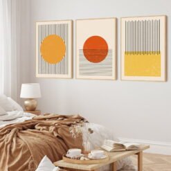 Modern Color Mid Century Abstract Wall Art Fine Art Canvas Prints For Home Office Decor