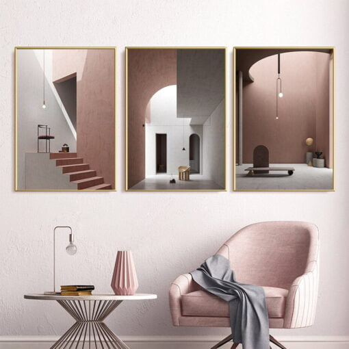 Modern Interiors Architectural Abstract Wall Art Neutral Color Pictures For Home Office Decor