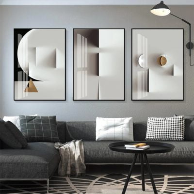 Modern Lifestyle Black & White Minimalist Wall Art Pictures For City Loft Apartment Decor