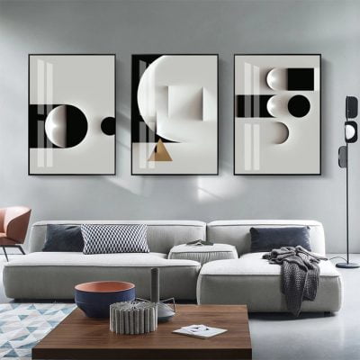 Modern Lifestyle Black & White Minimalist Wall Art Pictures For City Loft Apartment Decor