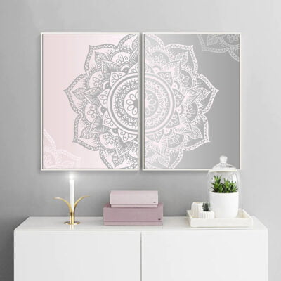 Modern Mandala Abstract Wall Art Pink Bohemia Pictures For Bedroom Living Room Decor