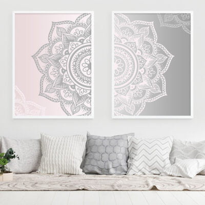 Modern Mandala Abstract Wall Art Pink Bohemia Pictures For Bedroom Living Room Decor