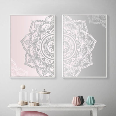 Modern Mandala Abstract Wall Art Pink Bohemia Pictures For Bedroom Living Room Decor