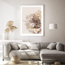 Modern Minimalist Beige Floral Wall Art Canvas Prints Pictures For Home Office Interior Decor