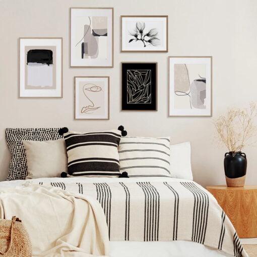 Modern Neutral Colors Minimalist Abstract Gallery Wall Art Pictures For Bedroom Living Room Decor