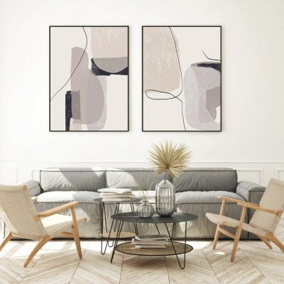 Modern Neutral Colors Minimalist Abstract Gallery Wall Art Pictures For Bedroom Living Room Decor