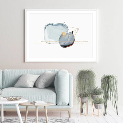 Modern Shades Of Blue Gold Abstract Wall Art Nordic Pictures For Home Office Interior Decor