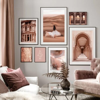 Moroccan Desert Rose Bohemian Gallery Wall Art Pictures For Modern Living Room Decor