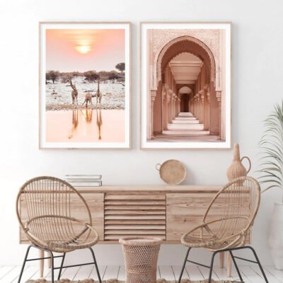 Moroccan Desert Rose Bohemian Gallery Wall Art Pictures For Modern Living Room Decor