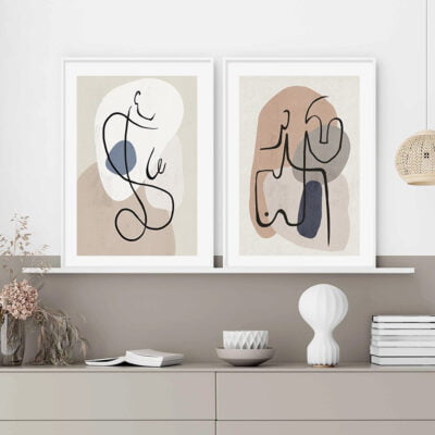 Neutral Colors Modern Abstract Gallery Wall Art Pictures For Modern Bohemian Interiors