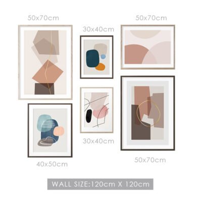 Neutral Shades Abstract Nordic Geometry Wall Art Pictures For Living Room Wall Decoration