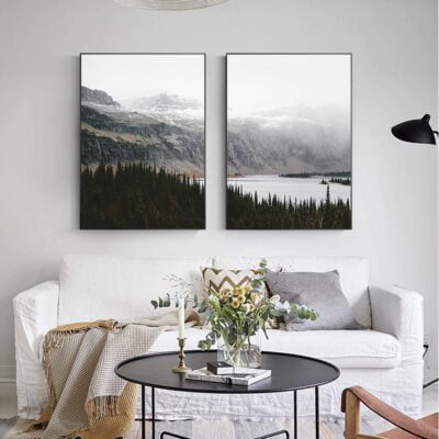 Northern Wilderness Wall Art Mountain Lake Landscape Pictures For Home Office (Set of 3)