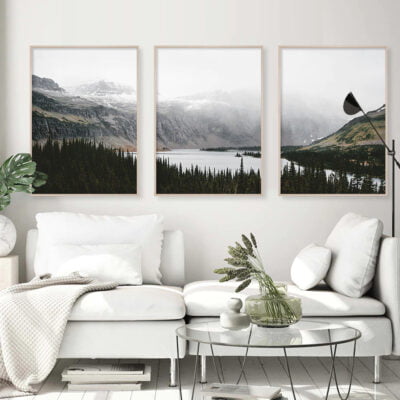 Northern Wilderness Wall Art Mountain Lake Landscape Pictures For Home Office (Set of 3)