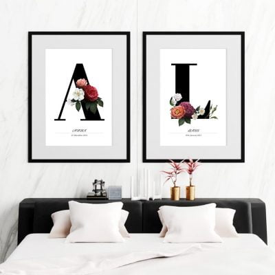 Personalized Stylized Name Letter Wall Art Fashion Pictures For Bedroom Home Art Decor