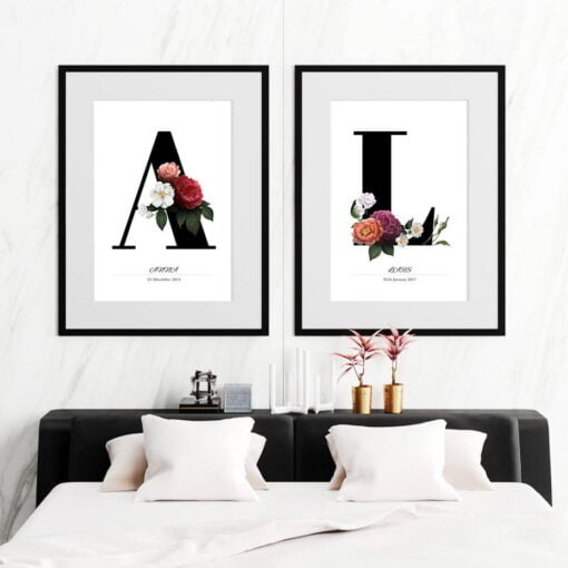 Personalized Stylized Name Letter Wall Art Fashion Pictures For Bedroom Home Art Decor