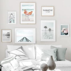 Pink Flamingo Venice Beach Travel Dream Gallery Wall Art Pictures For Modern Living Room