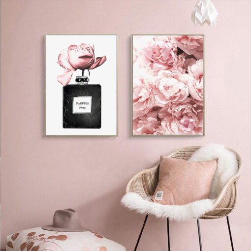 Pink Paris Chic Fashion Wall Art Boutique Pictures For Living Room Bedroom Salon Art Decor