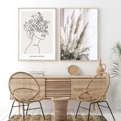 Simple Living Bohemian Abstract Figure Art Gallery Wall Art For Modern Living Room Decor