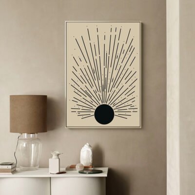 Sun And Moon Modern Abstract Minimalist Wall Art Pictures For Bedroom Living Room Decor