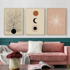 Sun And Moon Modern Abstract Minimalist Wall Art Pictures For Bedroom Living Room Decor